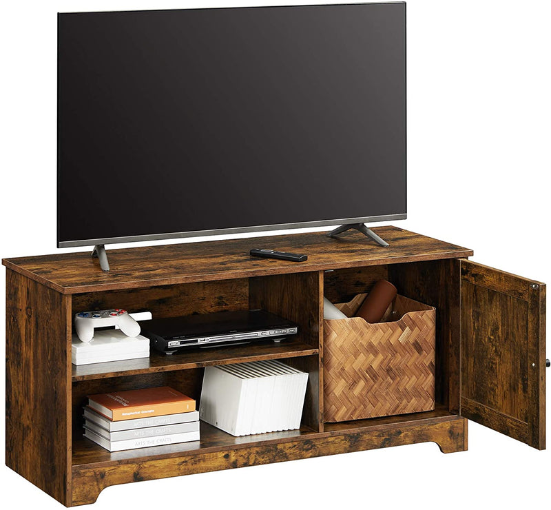 TV-meubel, TV-tafel, TV-plank, voor TV's tot 43 inch, rustieke landelijke stijl, 2 open compartimenten, vintage bruin LTV007X01