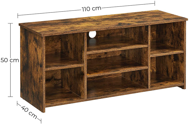 TV-tafel, TV-meubel, met 7 open vakken, verstelbare planken, voor TV's tot 43 inch, vintage bruin LTV103X01