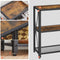 Consoletafel, smalle gangtafel met 3 niveaus, open planken, sofastafel, 140 x 30 x 75 cm, metalen frame, bijzettafel, industrieel design, woonkamer, hal, vintage bruin-zwart LNT071B01
