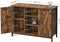 Sideboard, bijzetkast, keukenkast met open planken, gangkast, commode met deuren, woonkamer, eetkamer, hal, industrieel design, vintage bruin-zwart LSC098B01