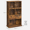 Boekenkast, met 4 niveaus, boekenkast, , met etikethouders en een lade,  67,5 x 30 x 120 cm, vintage bruin