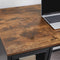 Computer bureau, bureau met gaasdeur en verstelbare plank, industrieel, stalen frame, vintage bruin-zwart LWD067B01