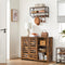 Dressoir, keukenkast met 2 lamellendeuren, verstelbare legplank, vrijstaand, 3 open vakken, voor eetkamer, 100 x 35 x 75 cm, vintage bruin LBF004X01