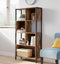 Boekenplank, boekenkast, staande plank, met stalen frame, , vintage bruin-zwart LBC027B01