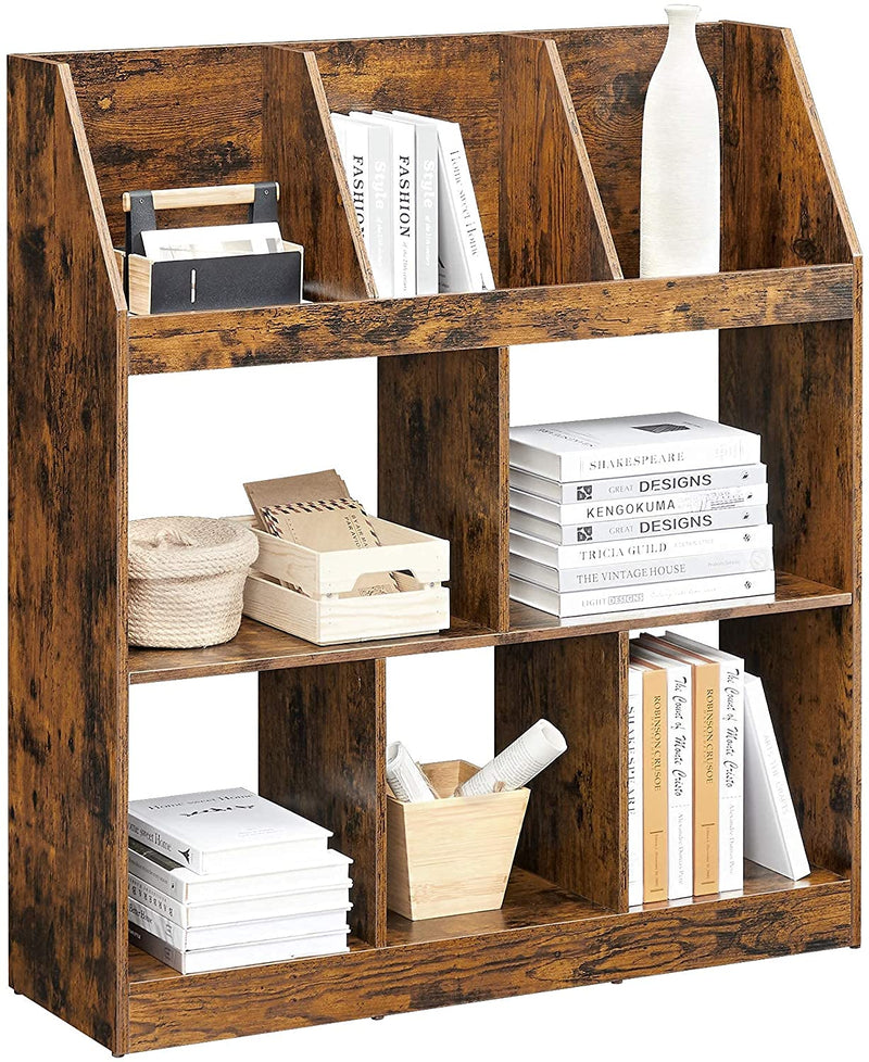 Boekenkast, 5 vakken onderin, 3 vakken bovenin, , 90 x 28 x 100 cm, bruin