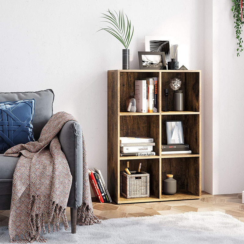 Boekenkast, boekenplank, met 6 vakken, bruin LBC203BX