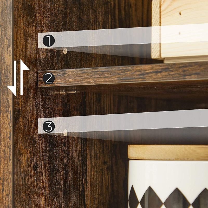 badkamerkast, dressoir, opbergkast, 3 laden, 2 verstelbare planken achter de deur, badkamermeubel, badkamer, woonkamer, keuken, gang, vintage bruin BBK143X01