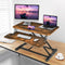 Zit-sta werkstation, in hoogte verstelbare staande bureau verhoger met grote tafelblad 80 x 40cm, ergonomisch bureau, zit-sta-bureau (Bruin)