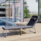 ligstoel, ligstoel met 3 cm dikke steun, hoofdsteun, luifel, verstelbare rugleuning, opklapbaar, 53 x 193 x 29,5 cm, tot 150 kg draagvermogen, tuin, balkon, donkergrijs GCB19UM