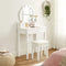 kaptafel met spiegel, make up tafel met 10 dimbare lampen,kruk, 5 laden, 70 x 40 x 134 cm, wit RDT151W01