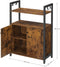 Sideboard, keukenkast, bijzetkast met plank, badkast, stalen frame, voor eetkamer, keuken, woonkamer, entree en slaapkamer, vintage bruin-zwart LSC602B01