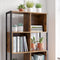 Boekenplank, boekenkast, staande plank, met stalen frame, , vintage bruin-zwart LBC027B01