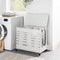 handgeweven wasmand met deksel, wasmand in rotanstijl met 3 aparte compartimenten, handgrepen, verwijderbare voeringzakken, voor woonkamer, badkamer, wasruimte, wit LCB083W01