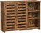 Dressoir, keukenkast met 2 lamellendeuren, verstelbare legplank, vrijstaand, 3 open vakken, voor eetkamer, 100 x 35 x 75 cm, vintage bruin LBF004X01