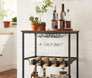 Serveerwagen, barwagen, wijnrek op wielen, glazen en flessenhouders, 60 x 40 x 75 cm, vintage bruin-zwart LRC087B01