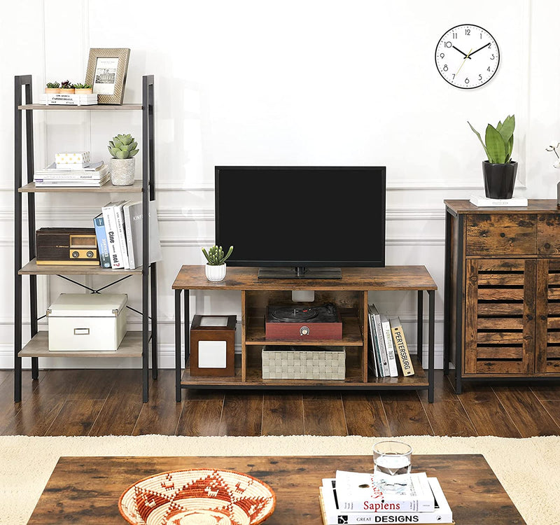 TV-kast, TV-tafel, TV-plank, lowboard met open vakken, , 110 x 40 x 50 cm, industrieel ontwerp, vintage, donkerbruin LTV39BX