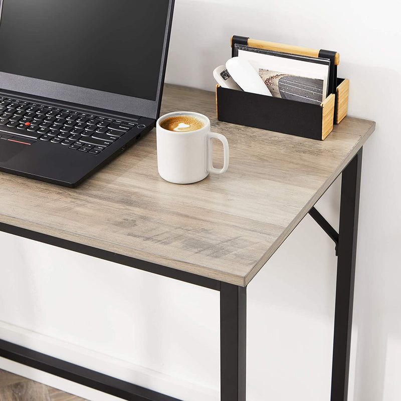 Bureau, computertafel, smalle kantoortafel, 100 x 50 x 75 cm, studeerkamer,  grijs-zwart LWD041B02