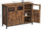 Sideboard, keukenkast, opbergkast, met glazen deuren, voor woonkamer, keuken, eetkamer, stalen frame, industriële stijl, vintage bruin-zwart LSC099B01