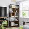 Boekenplank, staande plank, opslagplank met 5 niveaus, stalen frame, industrieel ontwerp, vintage bruin-zwart