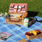 Picknickkleed, 200 x 200 cm, XXL, fleece, wmouwgeïsoleerd, waterdicht met draaggreep, vierkant blauw gestreept