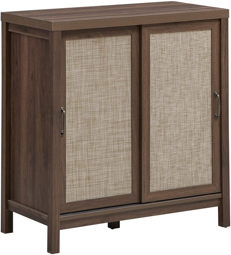 Houten kast met schuifdeur, moderne opbergkast, , stapelbare dressoir opbergkast walnoot