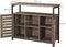 Sideboard, bijzetkast, keukenkast met open planken, gangkast, commode met lamellendeuren, woonkamer, eetkamer, kantoor, hal, industrieel design, lichtbruin-zwart LSC079B13