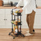 Serveerwagen, keukenwagen, keukenrek op wielen, trolley met 3 niveaus, wielen 360° draaibaar, voor keuken, eetkamer, woonkamer, werkkamer, vintage bruin-zwart LRC031B01