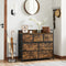 Commode, kast, 7 stoffen laden met handgrepen, metalen frame, industrieel design, vintage bruin-zwart LTS137B01