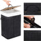 Bamboe wasmand, opvouwbare wasbak met deksel en uitneembare katoenen waszak, 72 L wasbox, waskist, 40 x 30 x 60 cm, zwart LCB10B