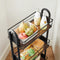 Serveerwagen, keukenwagen, keukenrek op wielen, trolley met 3 niveaus, wielen 360° draaibaar, voor keuken, eetkamer, woonkamer, werkkamer, vintage bruin-zwart LRC031B01