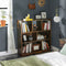 Boekenkast, houten plank met open vakken, , 97,5 x 100 x 30 cm vintage, donkerbruine