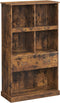 Boekenkast, met 4 niveaus, boekenkast, , met etikethouders en een lade,  67,5 x 30 x 120 cm, vintage bruin