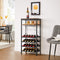 Wijnrek, flessenrek, voor 20 flessen, met glashouder, voor kelder, keuken, eetkamer, industriële stijl, 50 x 32 x 100 cm, vintage bruin-zwart LWR020B01