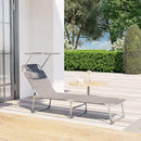 Zonneligstoel, ligstoel, tuinligstoel, met hoofdsteun en zonnedak, rugleuning verstelbaar, licht, inklapbaar, 53 x 193 x 29,5 cm, tot 150 kg ,