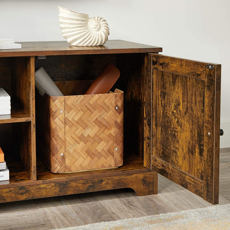 TV-meubel, TV-tafel, TV-plank, voor TV's tot 43 inch, rustieke landelijke stijl, 2 open compartimenten, vintage bruin LTV007X01