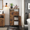 Badkamerkast, dressoir, opbergkast, verstelbare plank, stalen frame, voor woonkamer, keuken, industriële stijl, vintage bruin-zwart LSC261B01