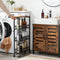 Serveerwagen, keukenrek op wielen, smal, keukenwagen, rolwagen, 360° draaibare wielen, metalen frame, voor keuken, woonkamer, thuiskantoor, vintage bruin-zwart LRC032B01
