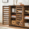 Dressoir, keukenkast met 2 lamellendeuren, verstelbare legplank, vrijstaand, 3 open vakken, voor eetkamer, 100 x 35 x 75 cm, vintage bruin LBF004X01