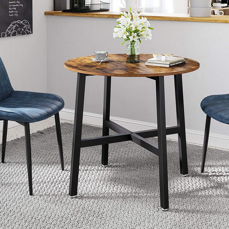 Eettafel klein, ronde keukentafel, voor woonkamer, kantoor, 80 x 75 cm (Ø x H), industrieel design, vintage bruin-zwart KDT080B01