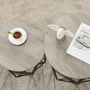 Salontafels, set van 2, bijzettafels met mandfunctie, gedekte tafel, geometrisch, , greige-black LET040B02