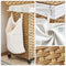 Wasmand, handgeweven, wasverzamelaar, 140 L, gemaakt van polyrattan, met 3 compartimenten, uitneembare zak, deksel, handvaten, voor woonkamer, badkamer, 66 x 33 x 60 cm, kleur naturel LCB363N01