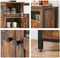 Sideboard, keukenkast, opbergkast, met glazen deuren, voor woonkamer, keuken, eetkamer, stalen frame, industriële stijl, vintage bruin-zwart LSC099B01