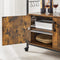serveerwagen, keukenkast met deuren, keukentrolley, 8 haken, voor eetkamer, woonkamer, keuken, vintage bruin-zwart LSC093B01
