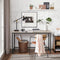 Bureau, computertafel, smalle bureautafel, 140 x 60 x 75 cm, studeerkamer, , grijs-zwart LWD043B02
