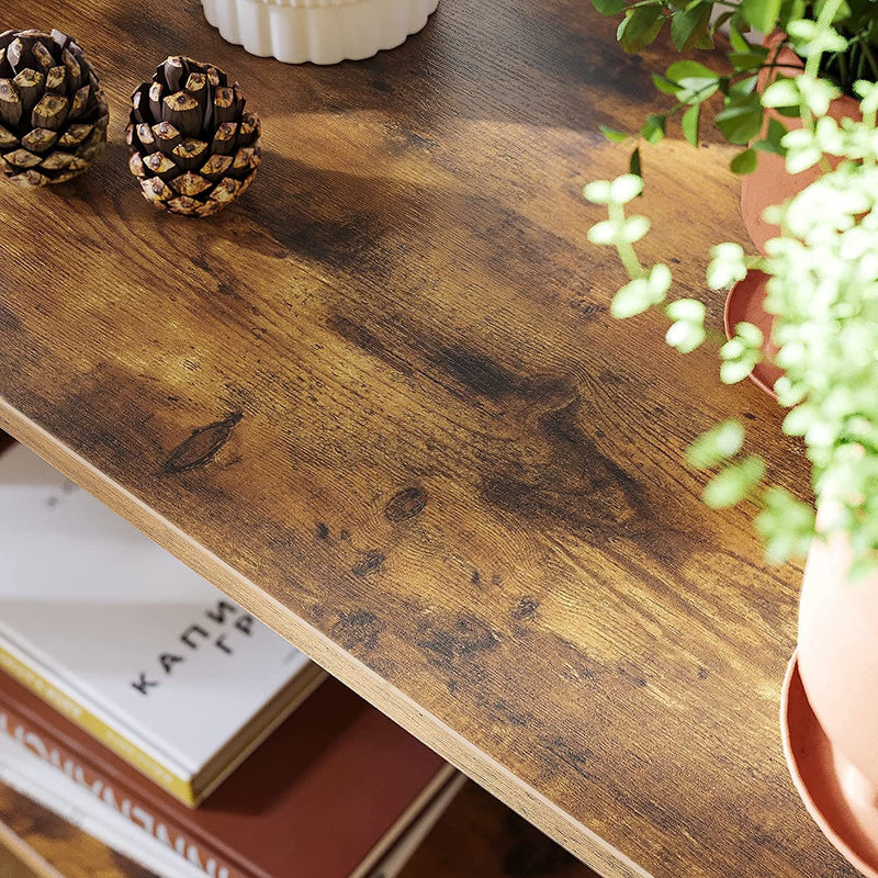Boekenplank, staande plank, opslagplank met 5 niveaus, stalen frame, industrieel ontwerp, vintage bruin-zwart