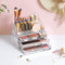 Make-up organizer, cosmetica organizer met 3 lades en 15 vakkenroségoud JKA002T01