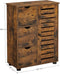 badkamerkast, dressoir, opbergkast, 3 laden, 2 verstelbare planken achter de deur, badkamermeubel, badkamer, woonkamer, keuken, gang, vintage bruin BBK143X01