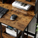 Computer bureau, bureau met monitorstandaard, gat voor kabels, kantoorset, 3 lagen rolwagen,  bruin-zwart LWD066B01