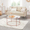 Bijzettafel Rond, Salontafel, Glazen Tafel met Metalen Frame, Gehard Glas, Nachtkastje, Sofa Tafel, voor Balkon, Rose Goud LGT021A02
