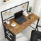 Computertafel, bureau met roosterwand, stoffen opbergvakken, voor foto's, briefpapier, industrieel, vintage bruin-zwart LWD053B01